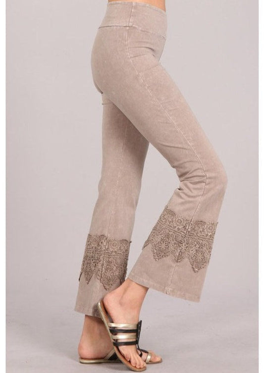 Stand Out Cropped Flare Pants with Crochet Detail Made in USA - Concordia Style Boutique