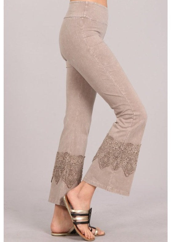 Stand Out Cropped Flare Pants with Crochet Detail Made in USA - Concordia Style Boutique