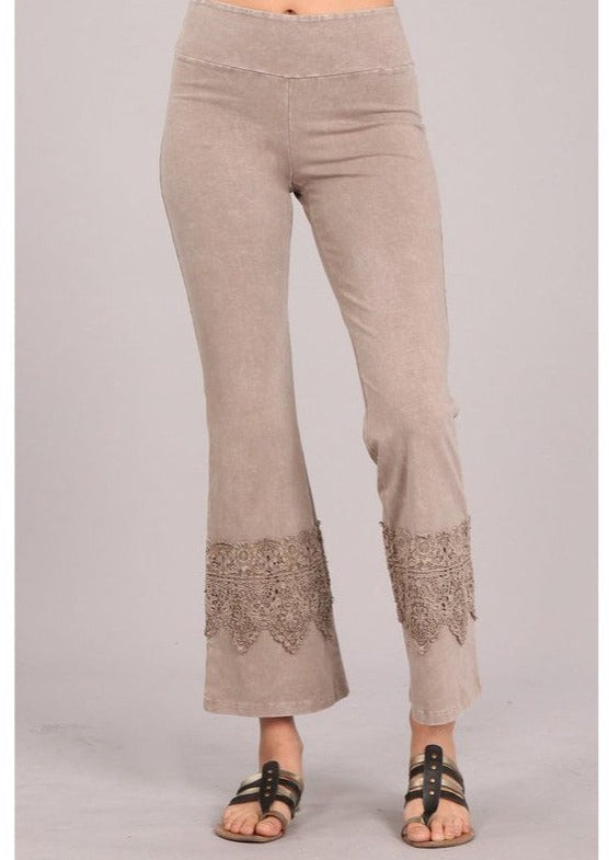 Stand Out Cropped Flare Pants with Crochet Detail Made in USA - Concordia Style Boutique