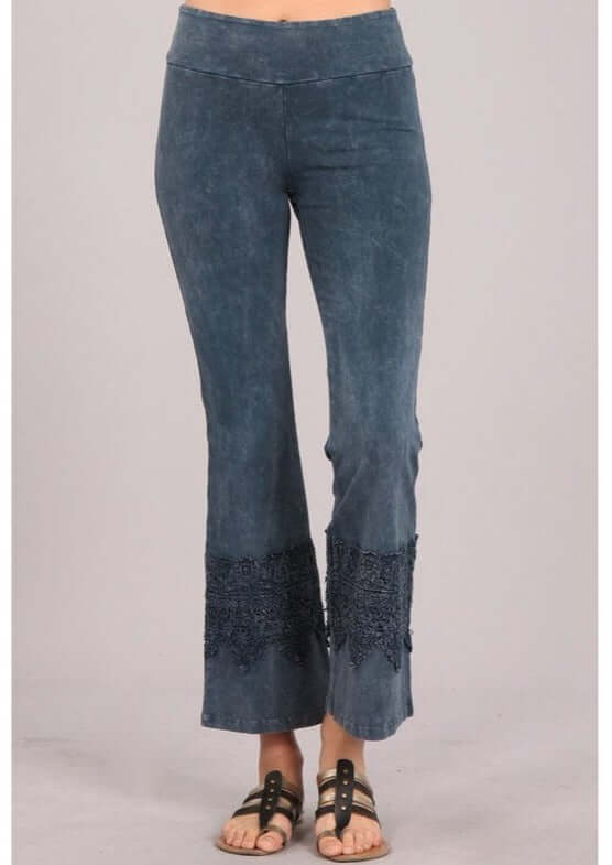 Stand Out Cropped Flare Pants with Crochet Detail Made in USA - Concordia Style Boutique