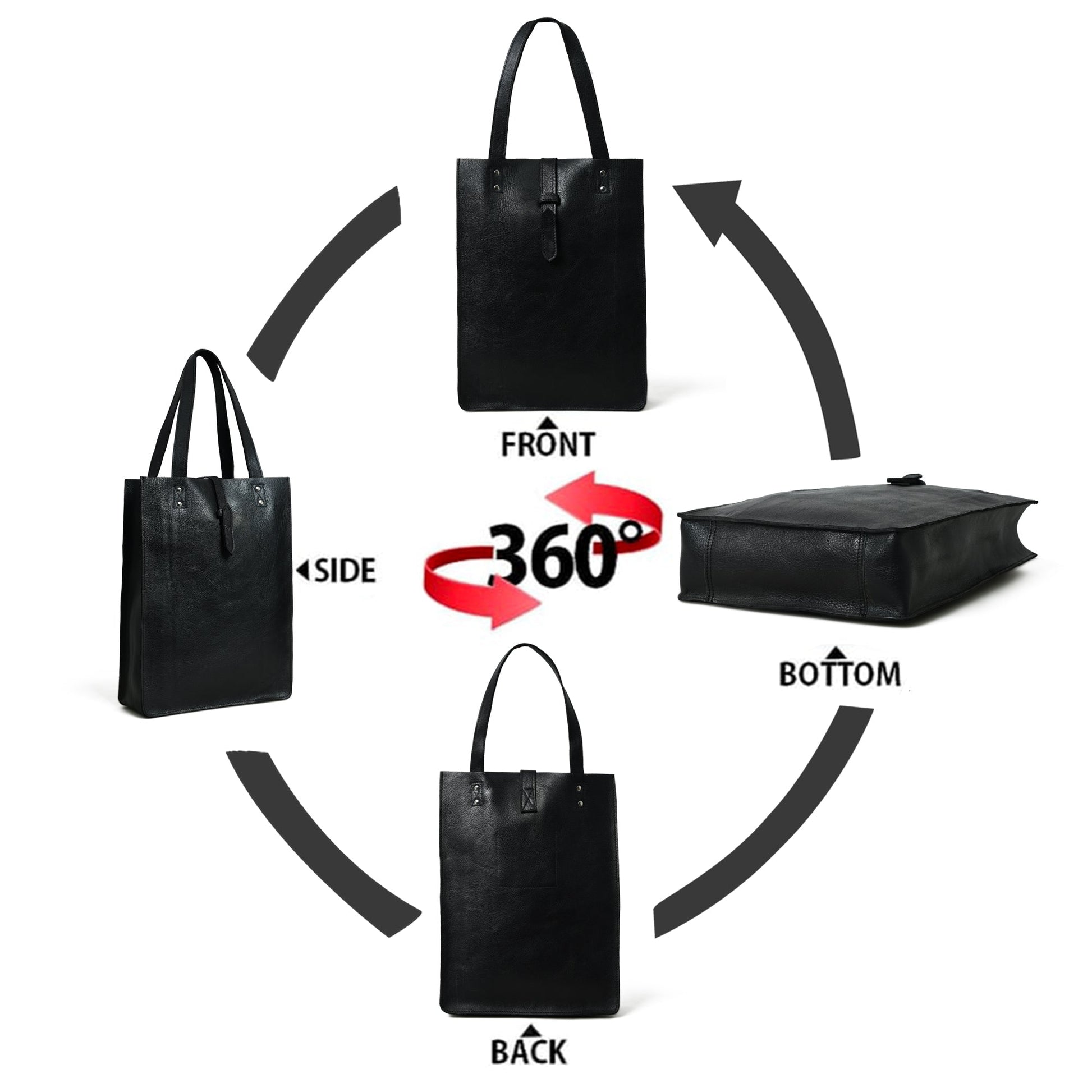 Ebony Elegance Leather Tote - Concordia Style Boutique