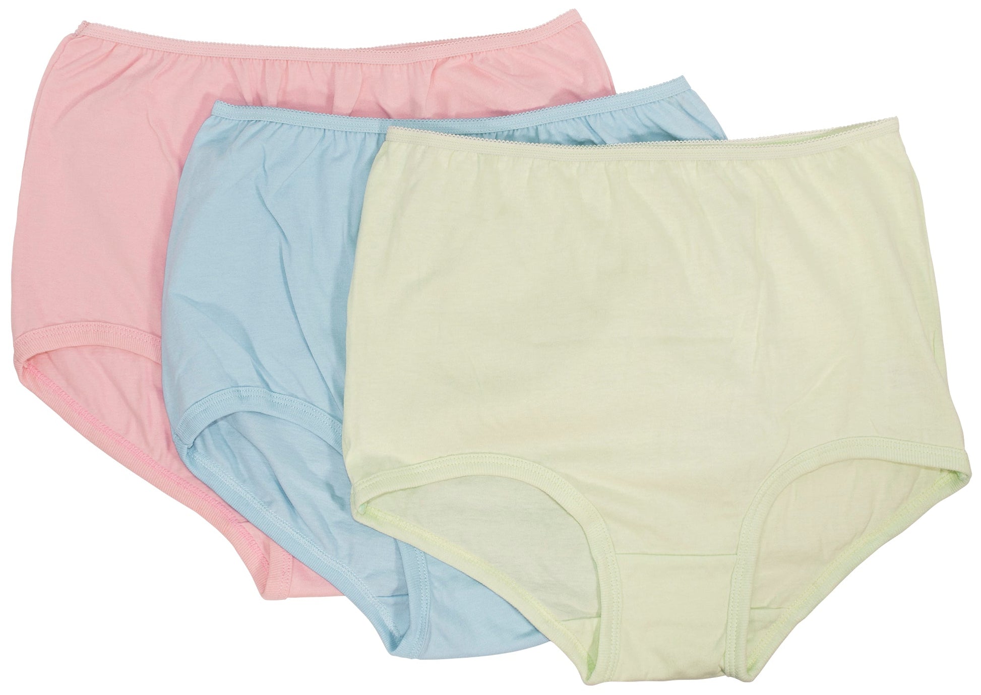 100% Cotton Cuff Leg Panty, Three Pack with Pink, Blue, and Mint (118) - Concordia Style Boutique