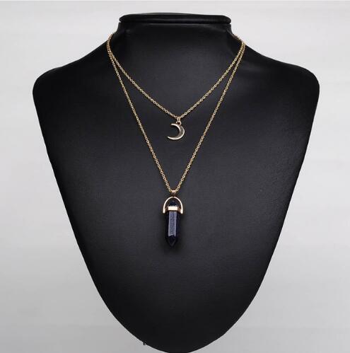 Artilady Natural Opal Stone Moon Choker Necklace – Elegant Crystal Pendant Jewelry - Concordia Style Boutique