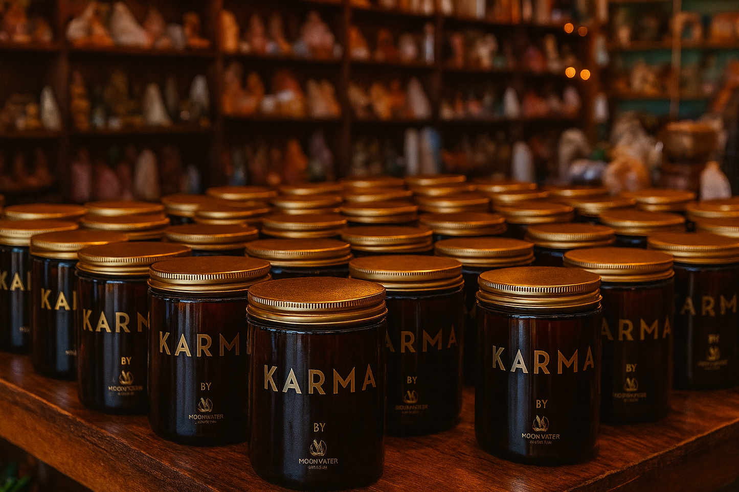 KARMA CANDLE - HIDDEN CRYSTALS INSIDE! Organic Soy 8oz, Insanely long lasting!
