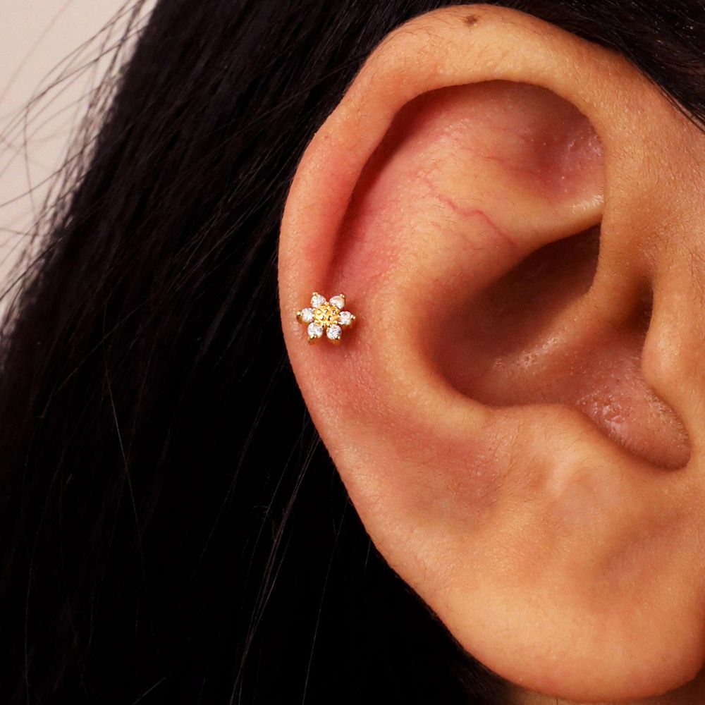 MINI SUNFLOWER CARTILAGE EARRINGS (PAIR) - Concordia Style Boutique