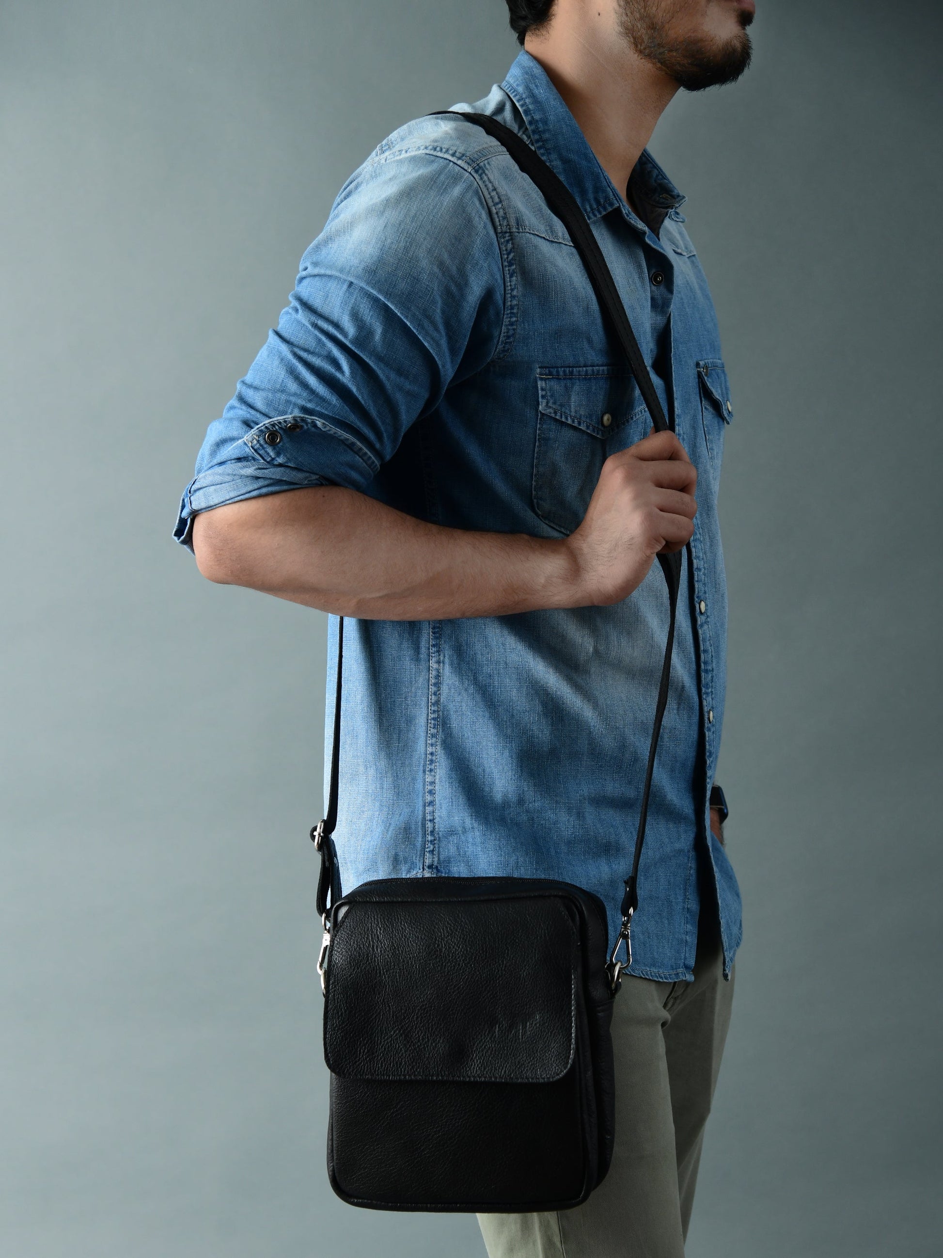Enzo Black Side Messenger - Concordia Style Boutique