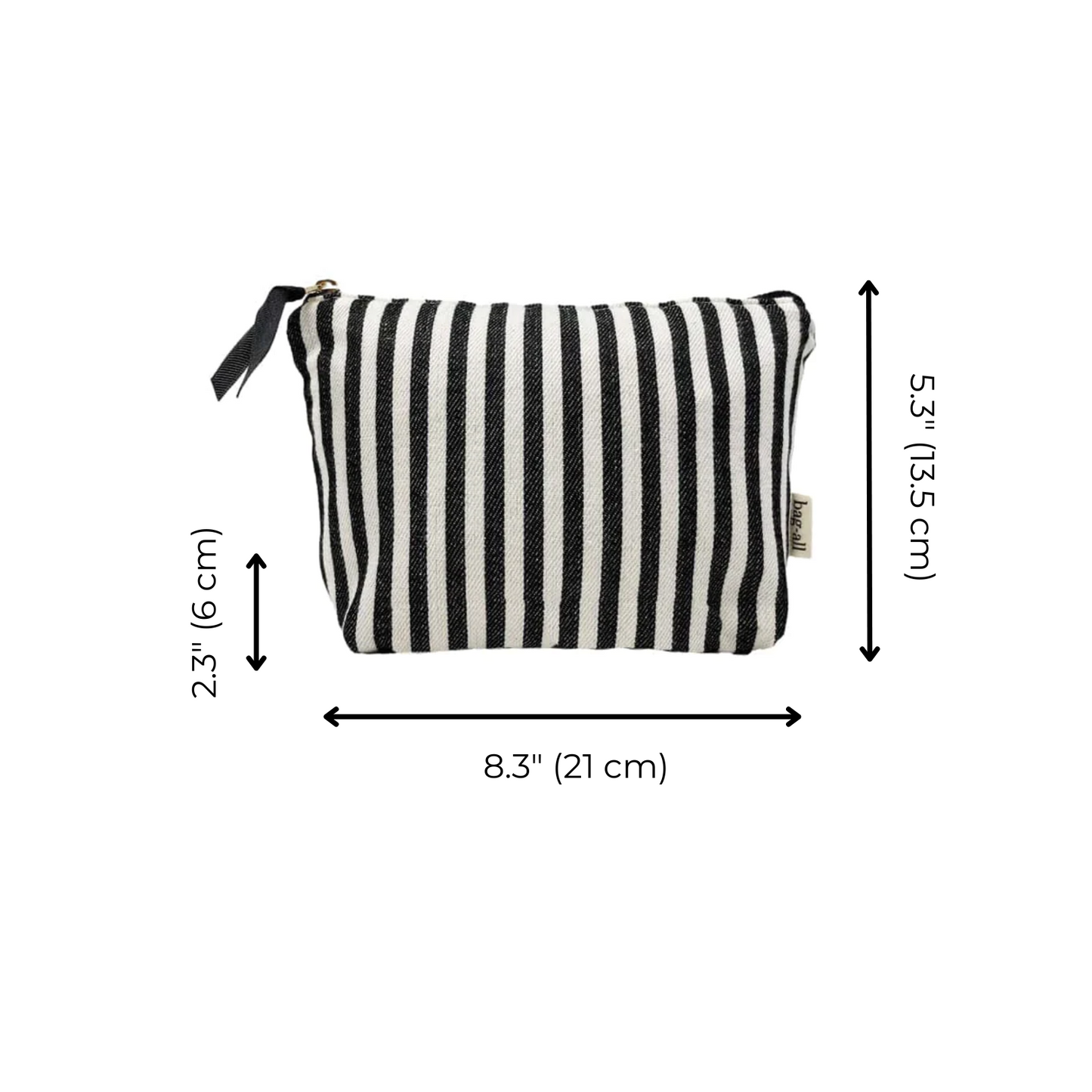 Striped Makeup Pouch, Coated Pink Lining - Concordia Style Boutique