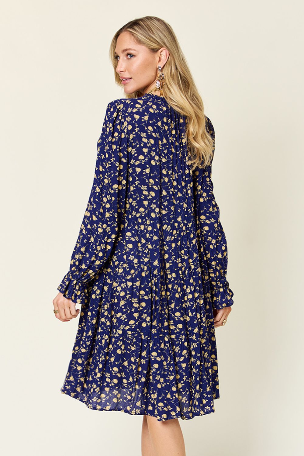 Double Take Full Size Printed Ruffle Hem Long Sleeve Dress - Concordia Style Boutique