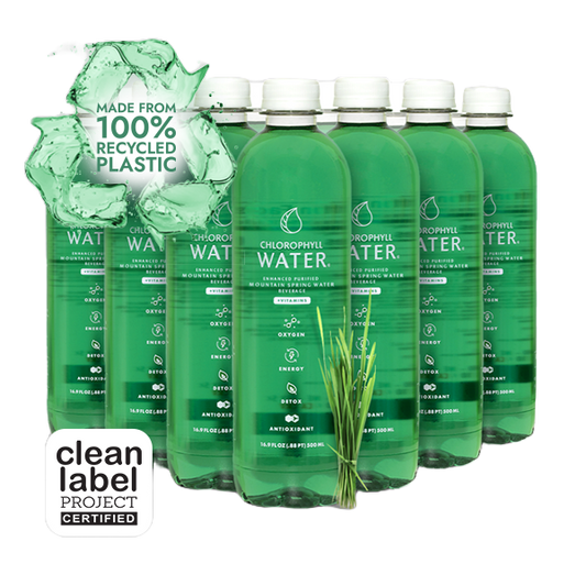 Chlorophyll Water  - Purified Mountain Spring Water with Essential Vitamins (Case of 12)