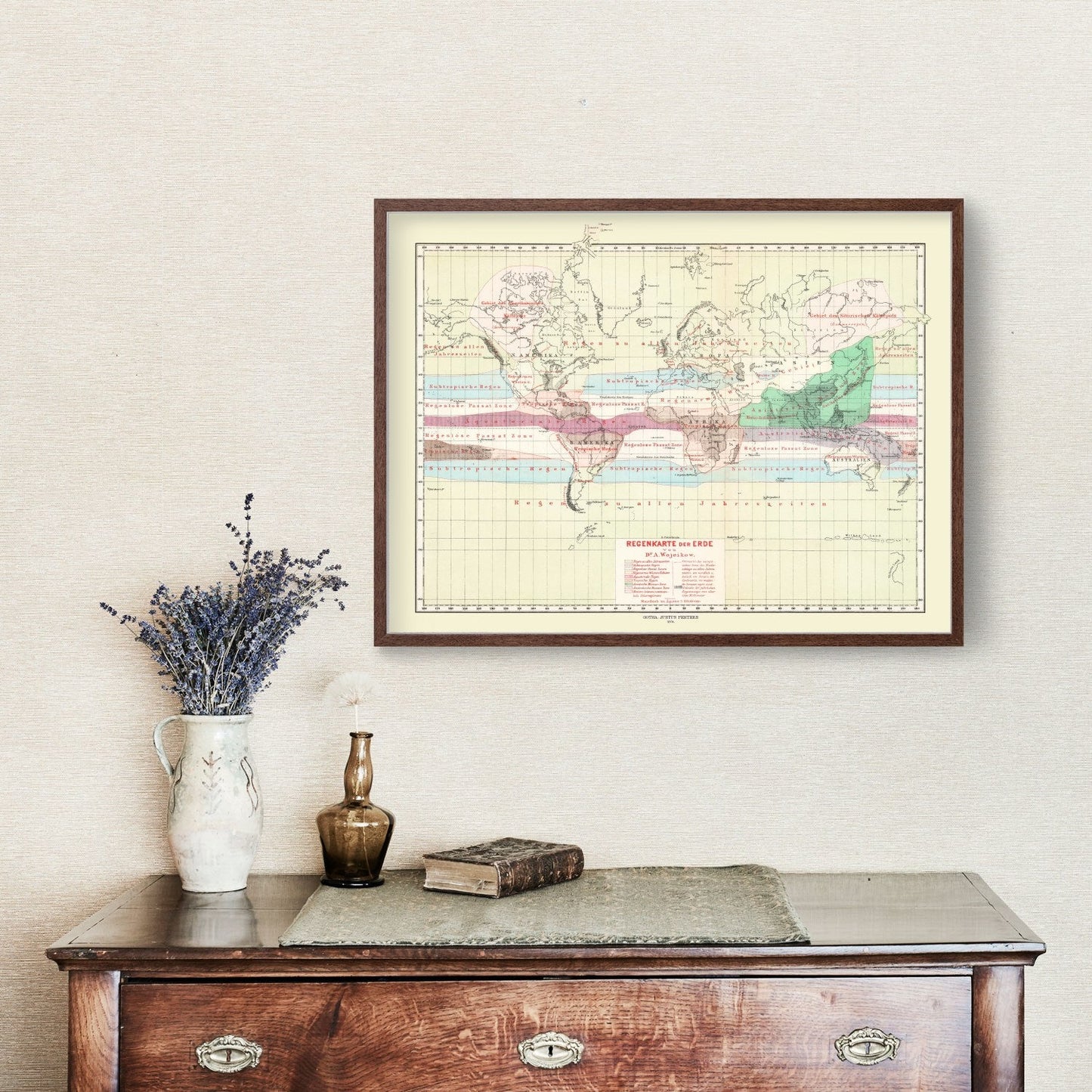Vintage Climate Map of the World 1874 - Concordia Style Boutique