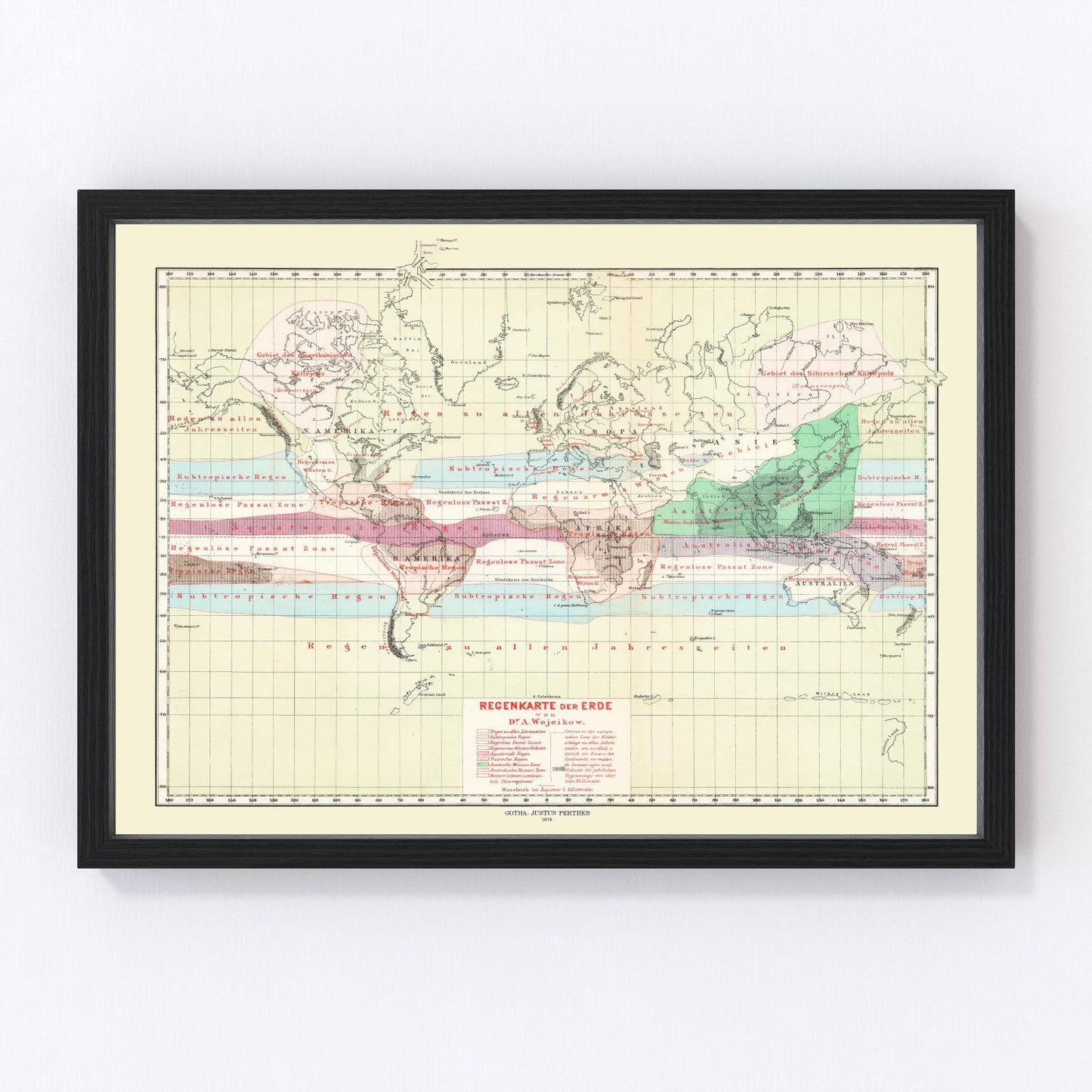 Vintage Climate Map of the World 1874 - Concordia Style Boutique