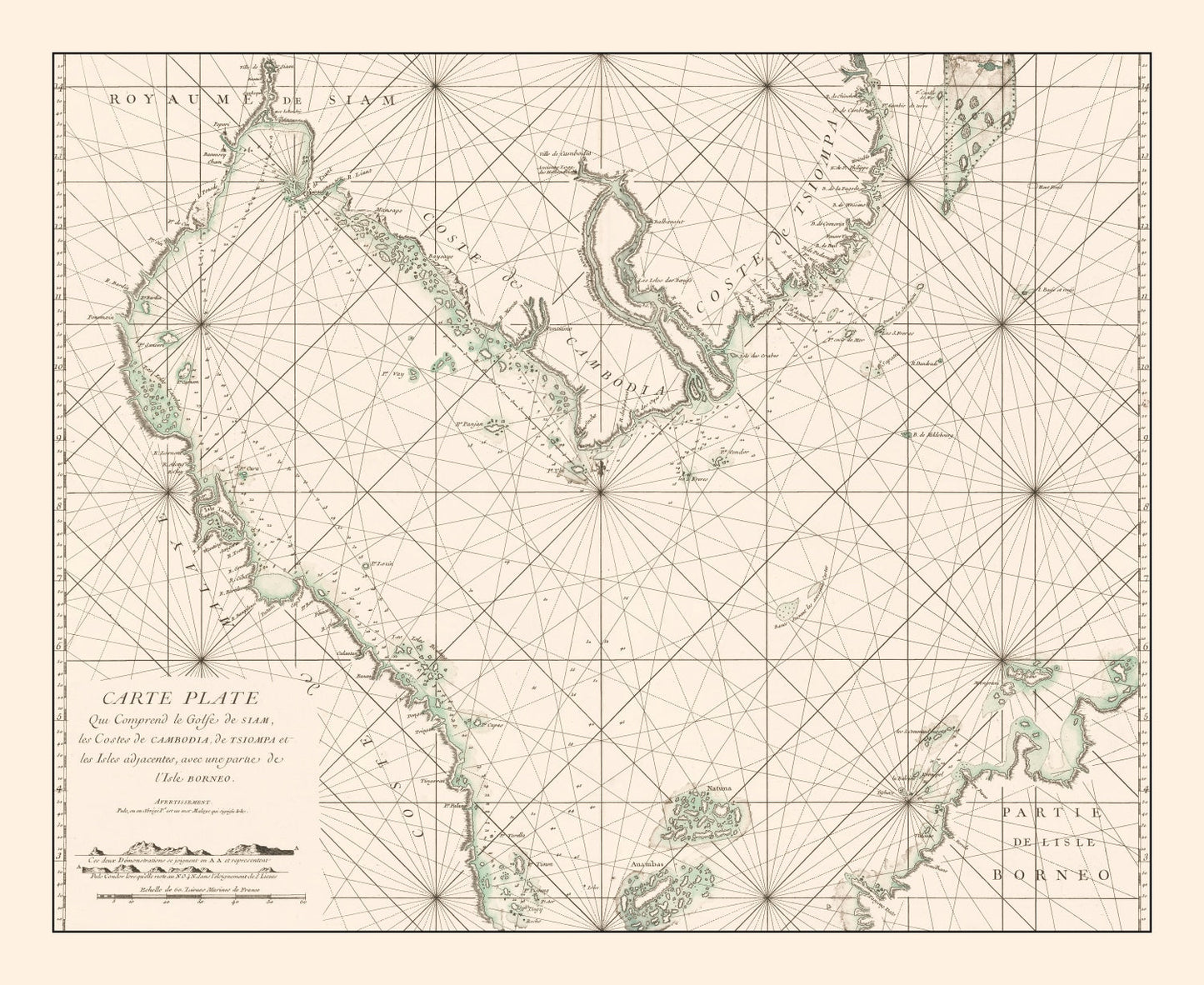 Vintage Gulf of Siam Map 1745 - Concordia Style Boutique