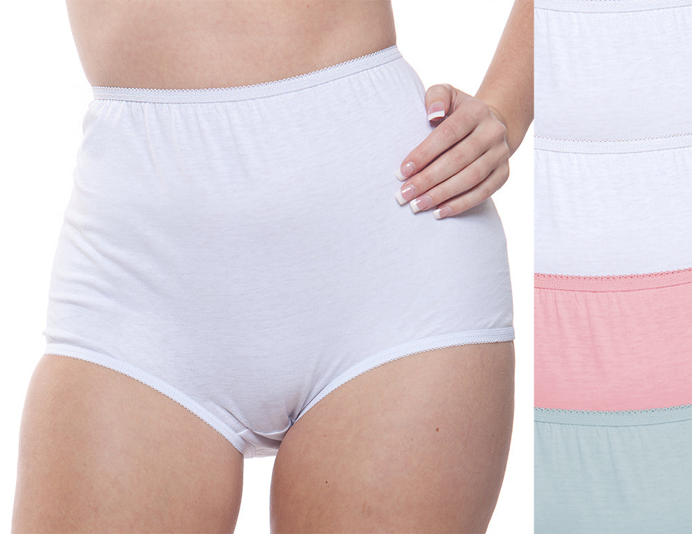 Full Coverage, Elastic Leg, Cotton Brief, Assorted Color 4 Pack (Style 122) - Concordia Style Boutique