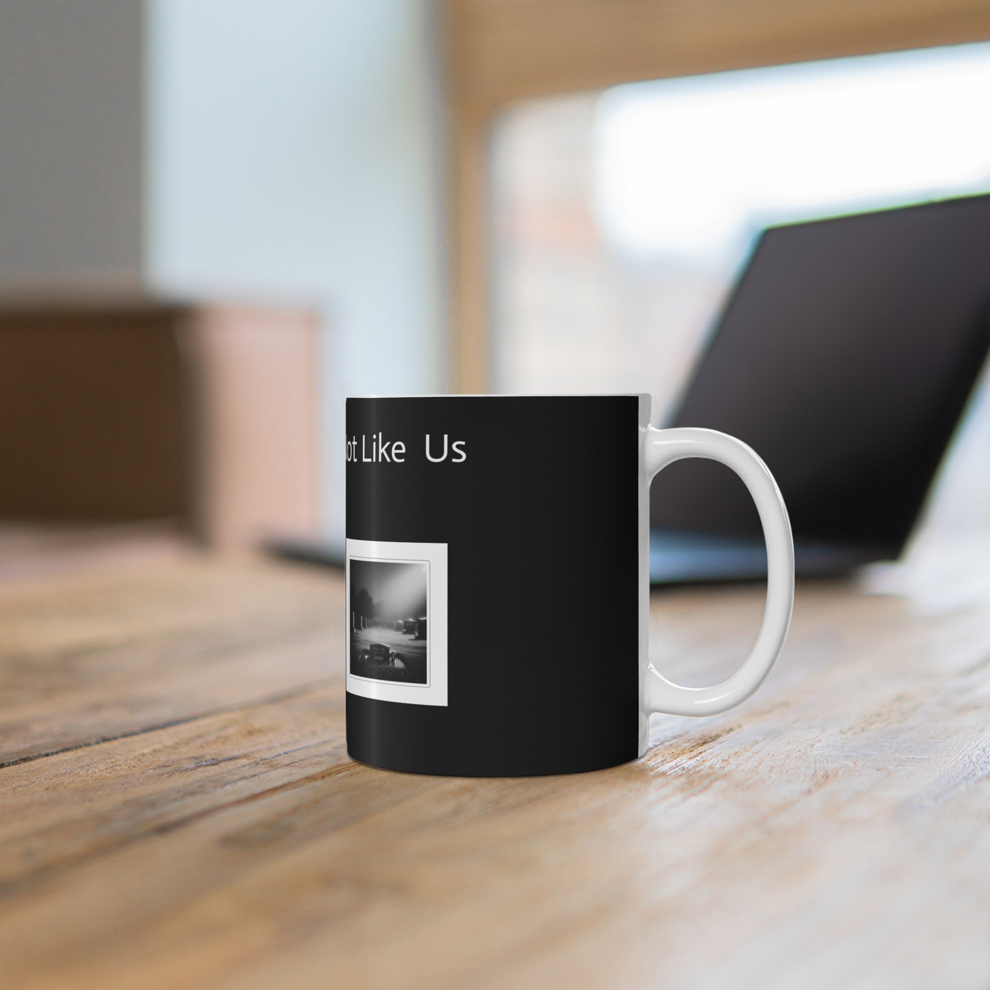 "Not Like Us" - R.I.P. Drake -Black Mug, Unique Gift for Coffee Lovers, Home Decor, "Not Like Us" Design, Aesthetic Mug, Tea Time, Artful Drinkware - Premium Mug from Concordia Style Boutique - Just $17.98! Shop now at Concordia Style Boutique