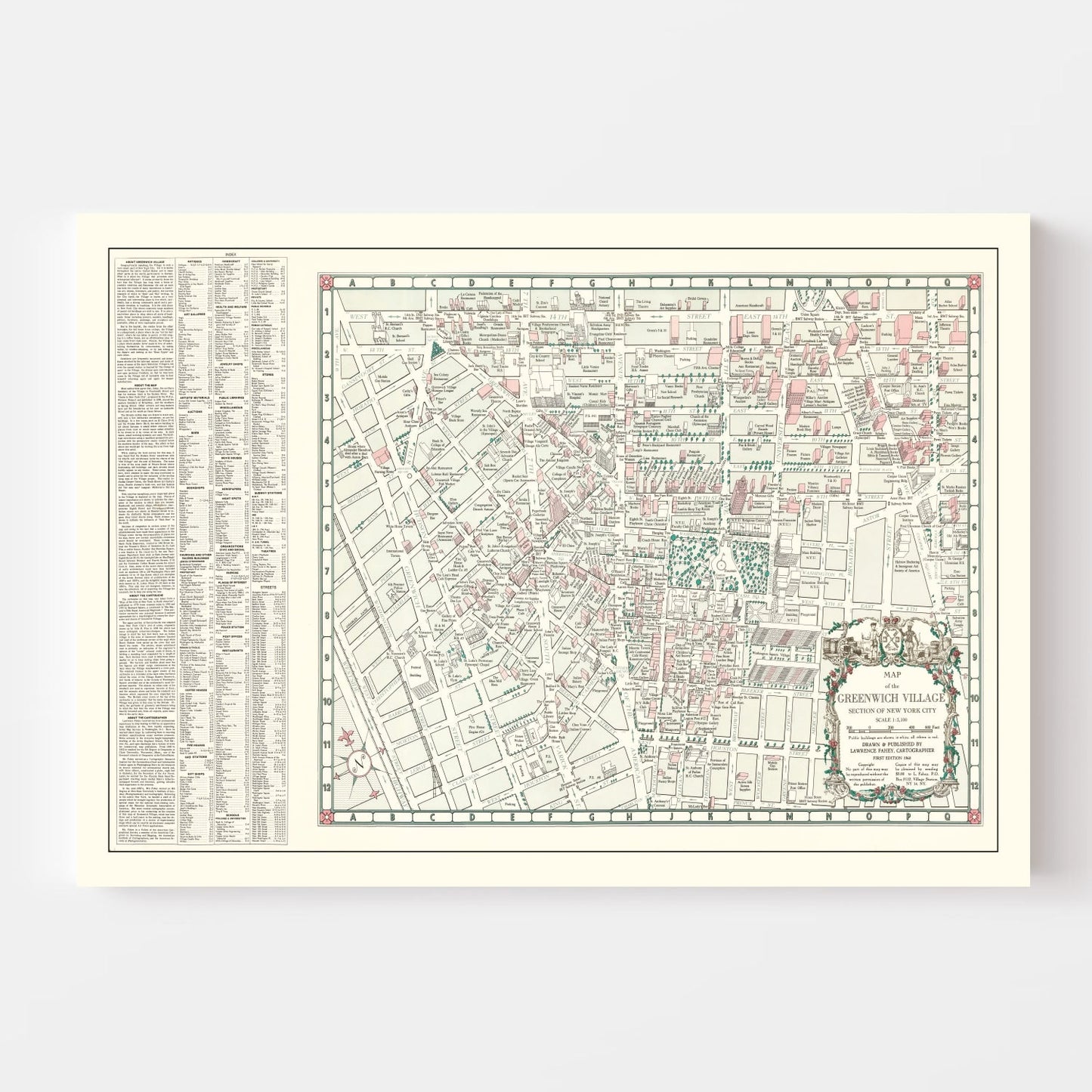 Vintage Greenwich Village New York City Map 1960 - Concordia Style Boutique