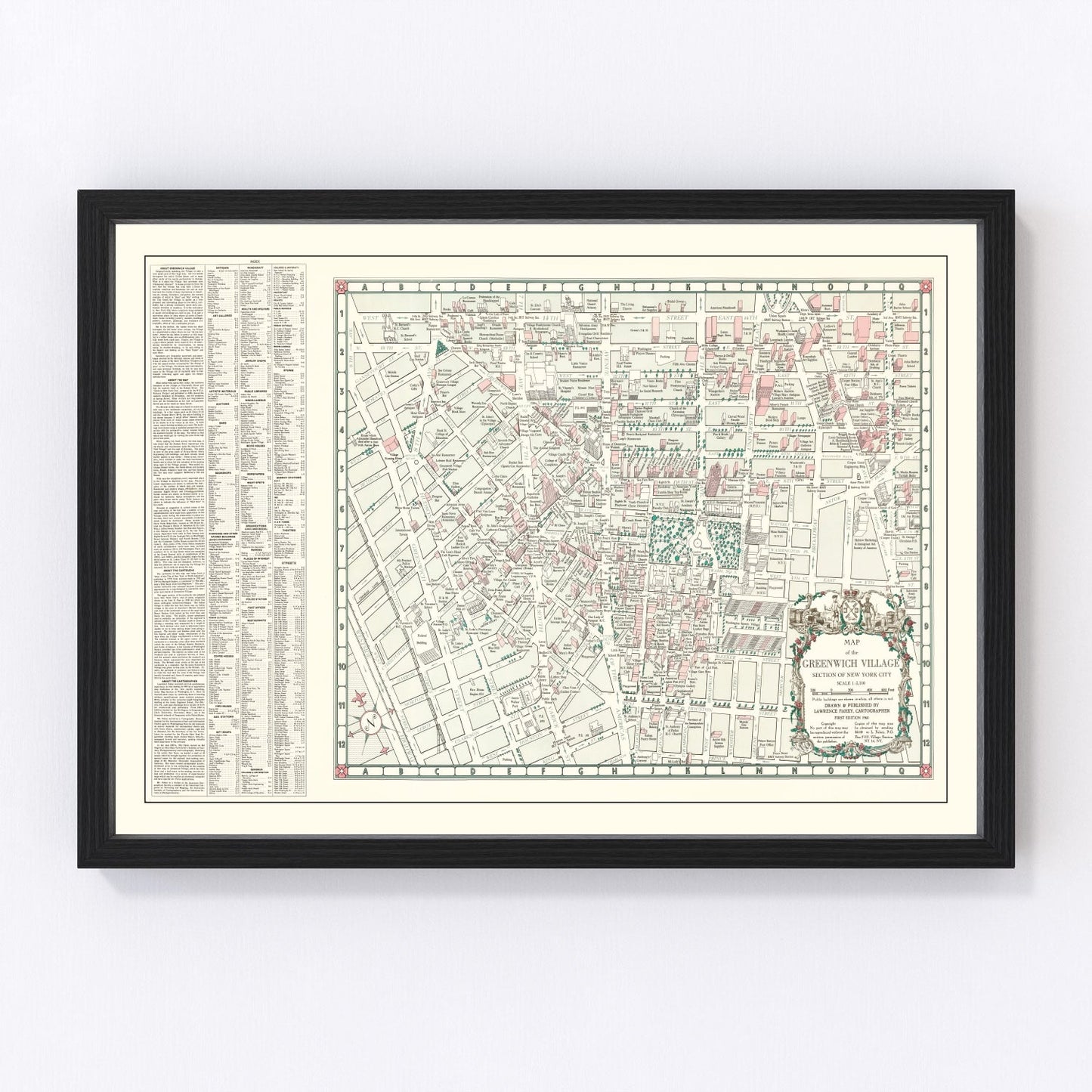 Vintage Greenwich Village New York City Map 1960 - Concordia Style Boutique