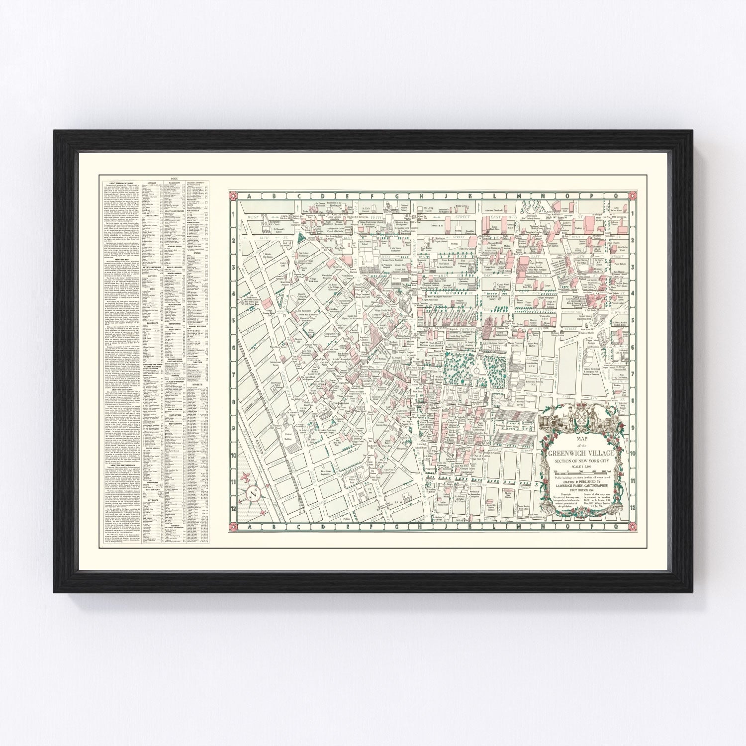 Vintage Greenwich Village New York City Map 1960 - Concordia Style Boutique