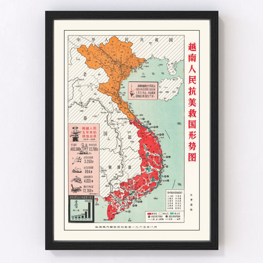 Vintage Chinese Anti US Propaganda Map of Vietnam 1967 - Concordia Style Boutique
