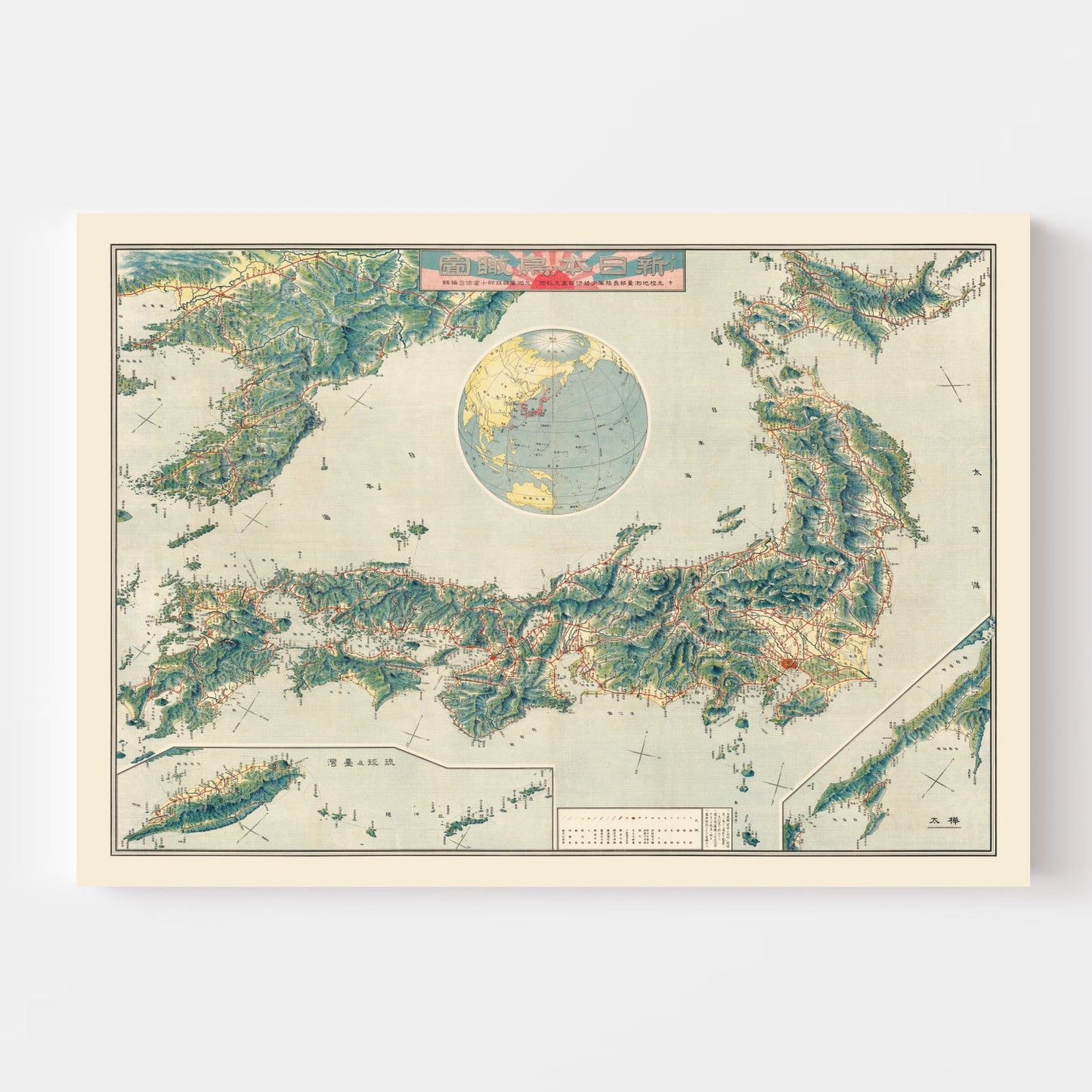 Vintage Birds Eye View Railroad Map of Japan 1920 - Concordia Style Boutique