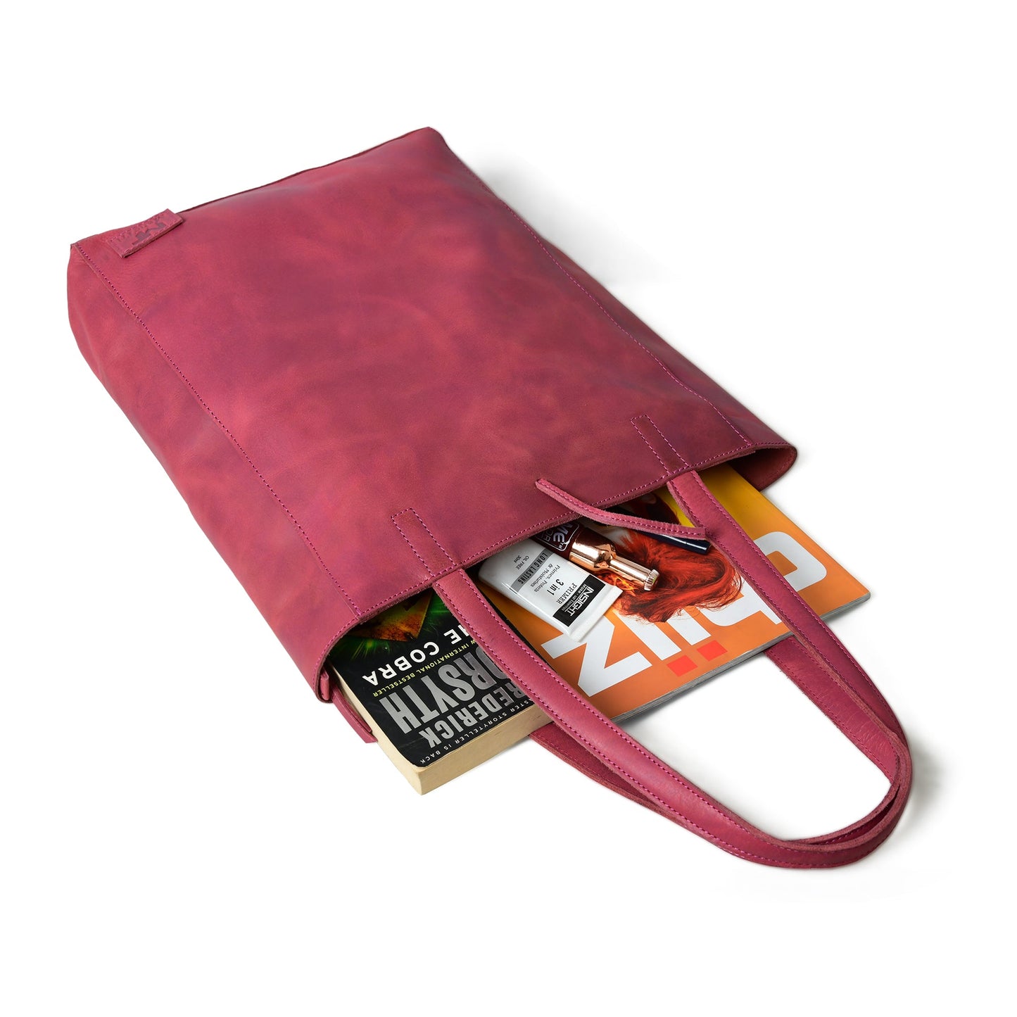 Maroon Leather Tote Bag - Concordia Style Boutique