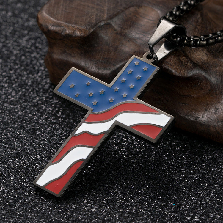 Flag & Cross Necklace - Premium Flag & Cross Necklace from Concordia Style Boutique - Just $10.80! Shop now at Concordia Style Boutique