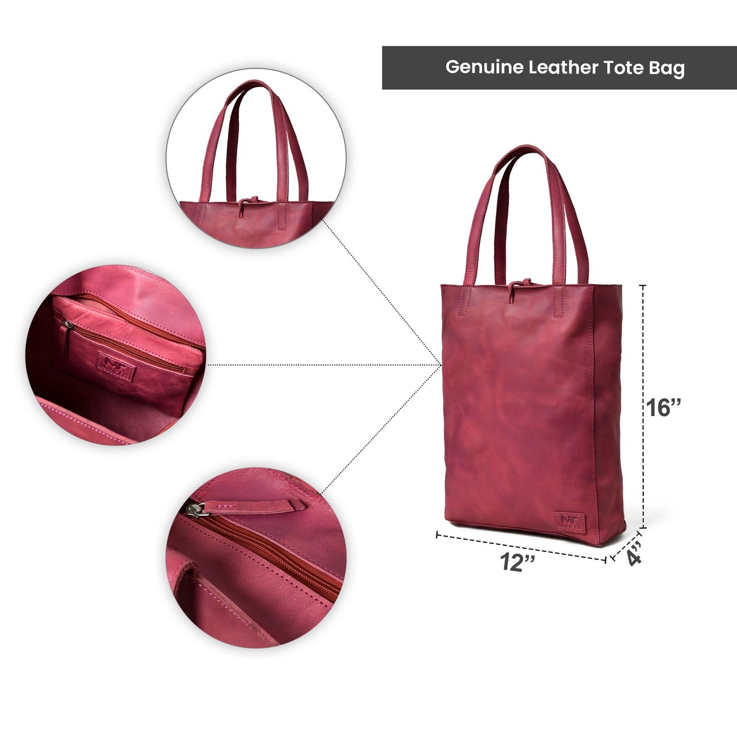 Maroon Leather Tote Bag - Concordia Style Boutique