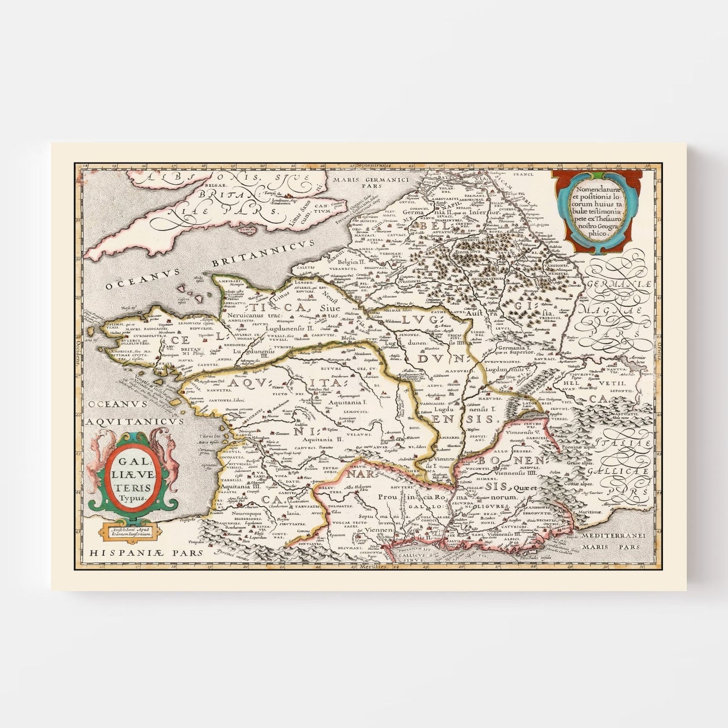 Vintage Ancient Gaul Map 1662 - Concordia Style Boutique