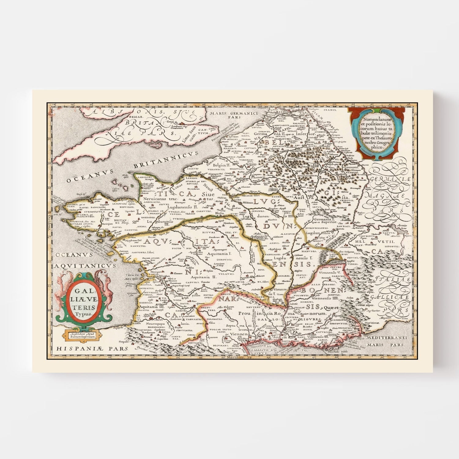Vintage Ancient Gaul Map 1662 - Concordia Style Boutique