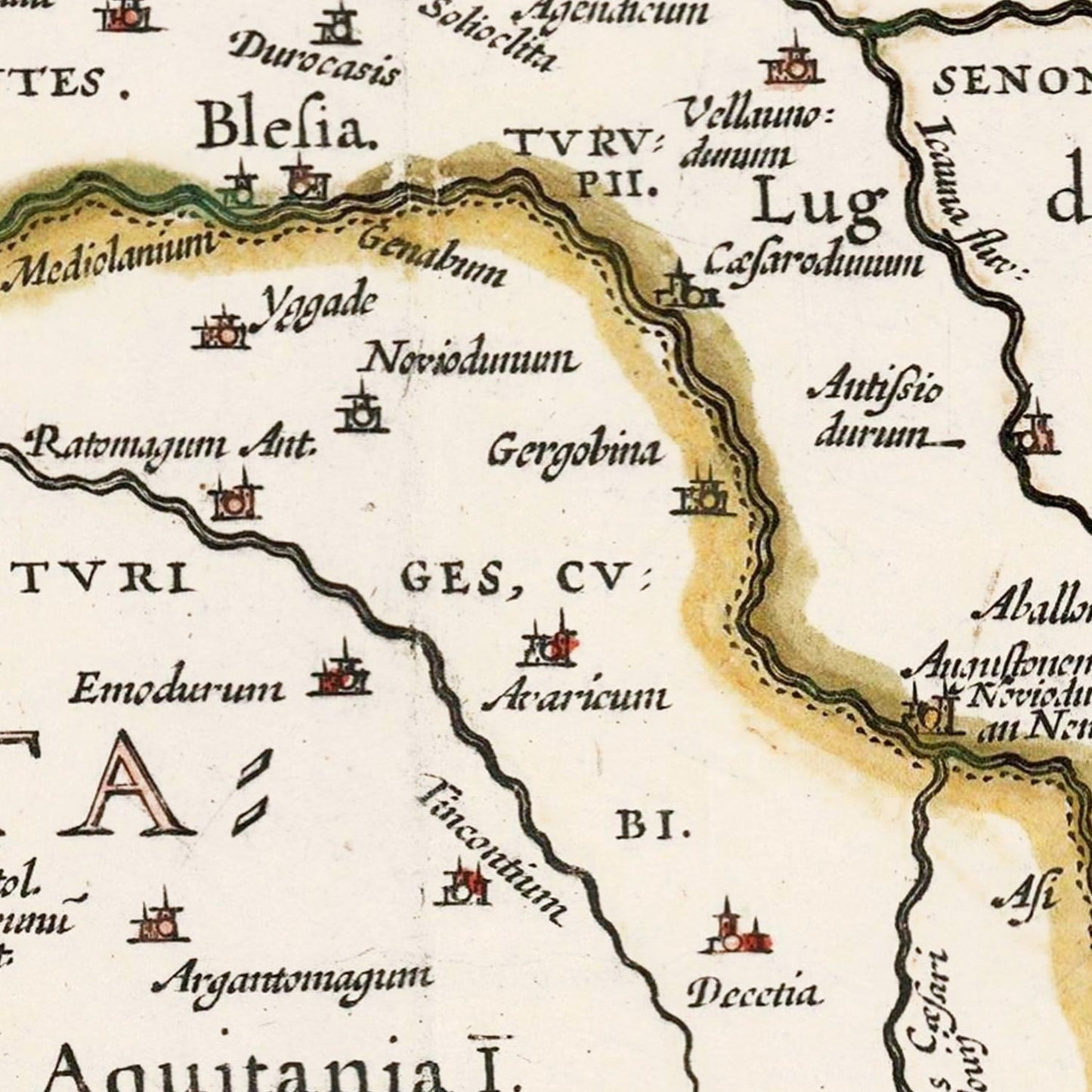 Vintage Ancient Gaul Map 1662 - Concordia Style Boutique