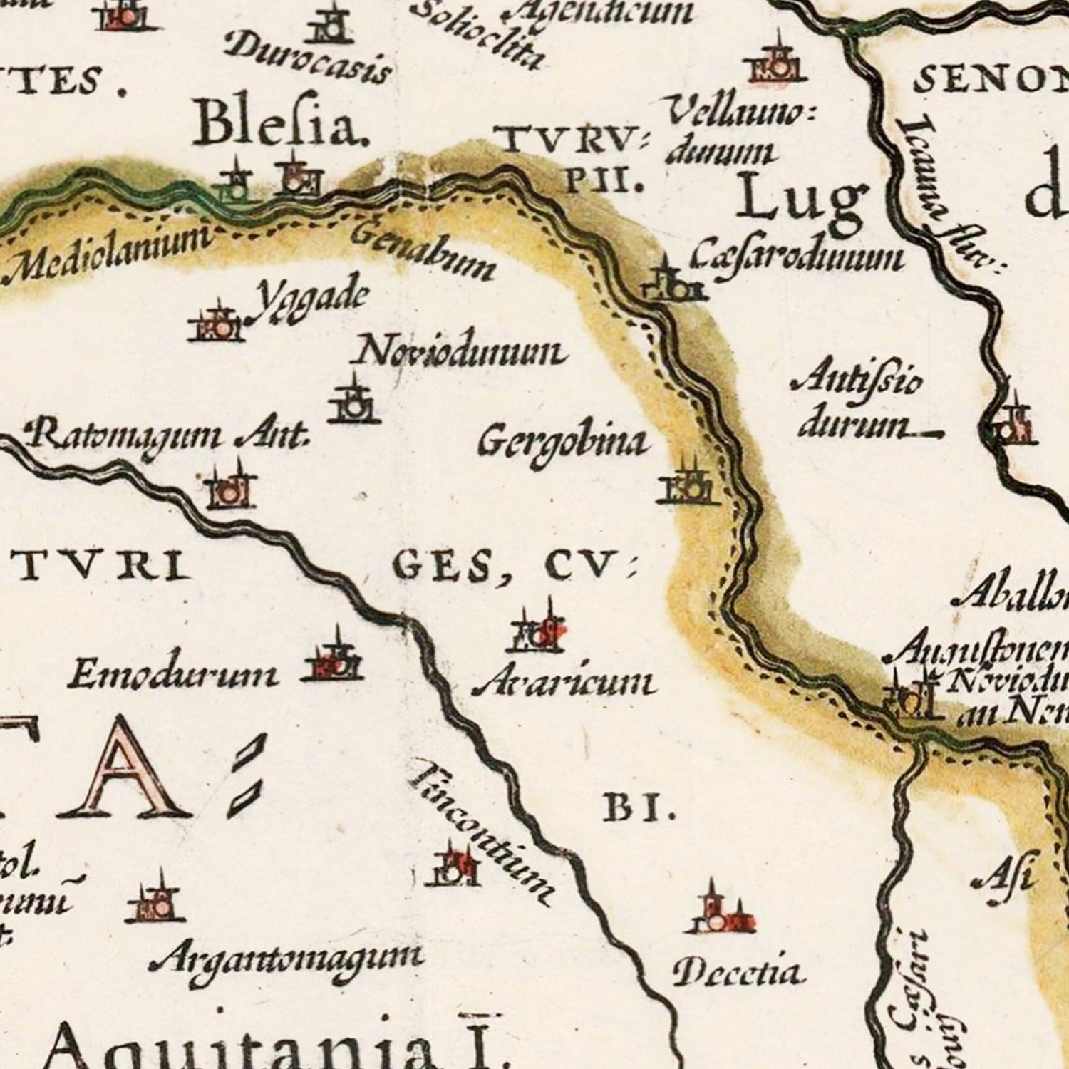 Vintage Ancient Gaul Map 1662 - Concordia Style Boutique