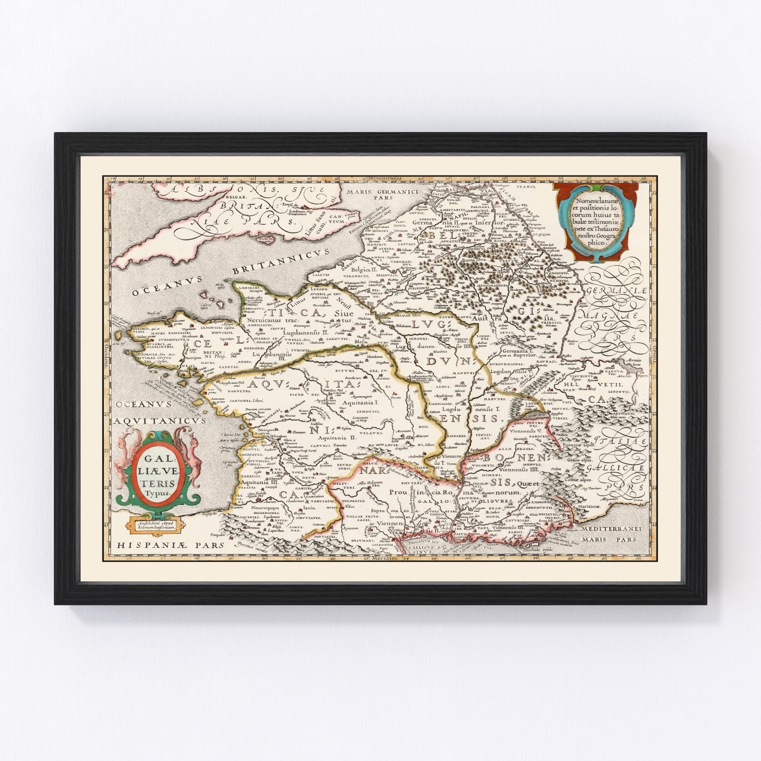 Vintage Ancient Gaul Map 1662 - Concordia Style Boutique