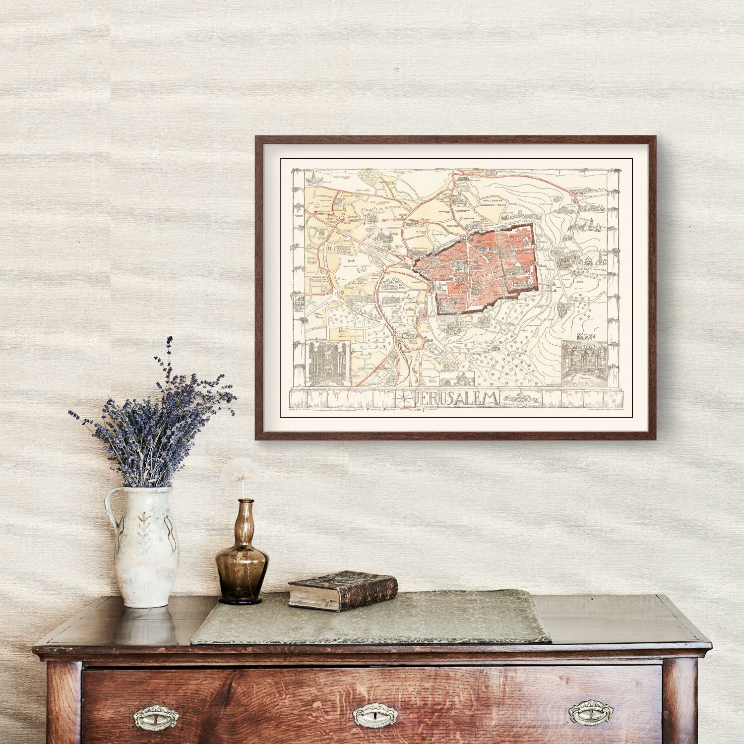 Vintage Map of Jerusalem, Israel 1935 - Concordia Style Boutique