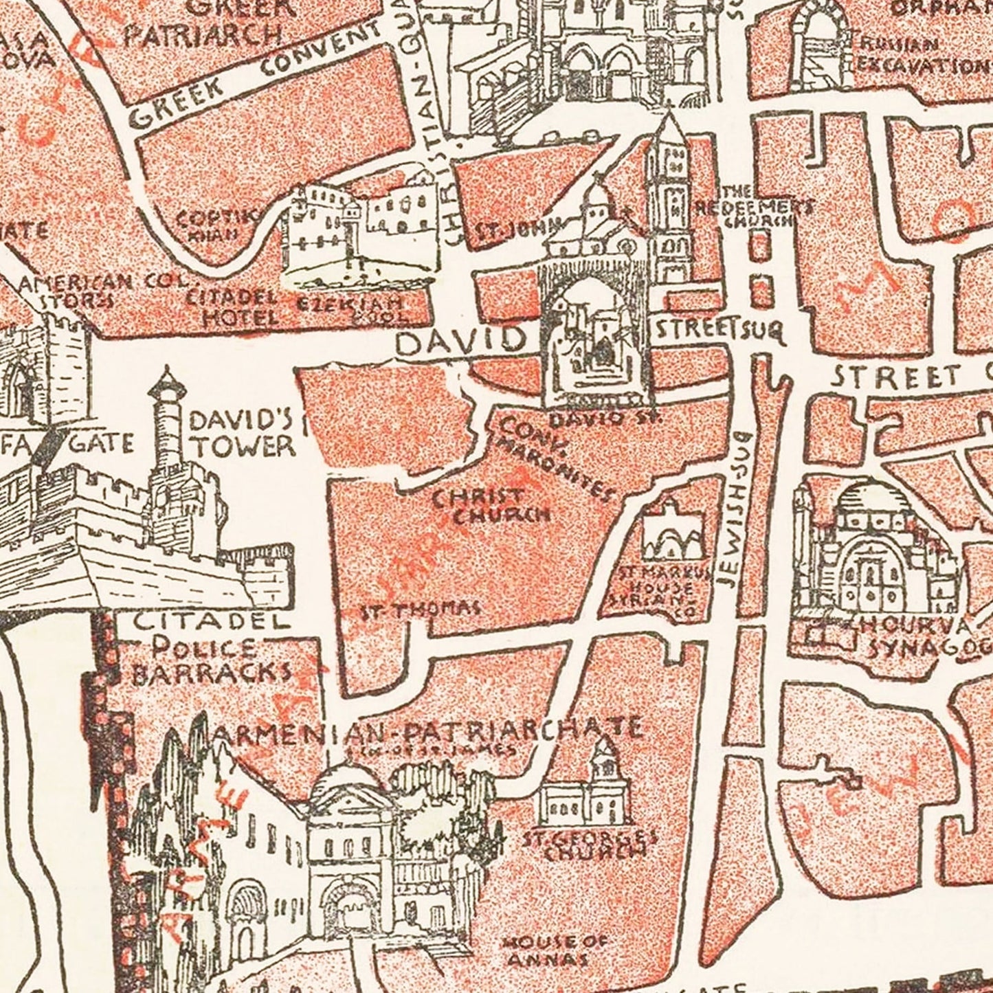 Vintage Map of Jerusalem, Israel 1935 - Concordia Style Boutique