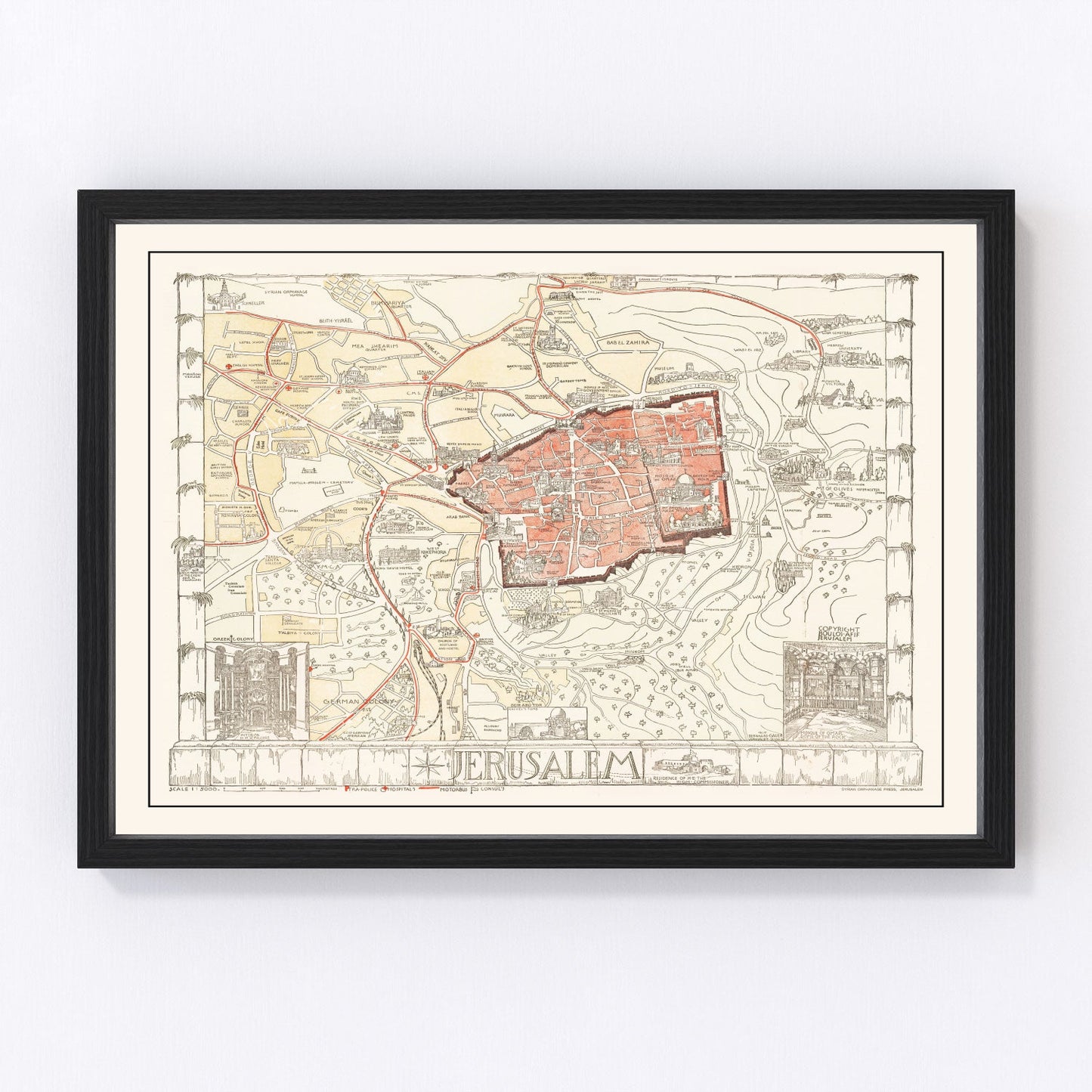 Vintage Map of Jerusalem, Israel 1935 - Concordia Style Boutique