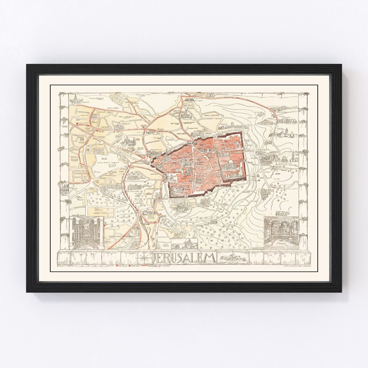 Vintage Map of Jerusalem, Israel 1935 - Concordia Style Boutique