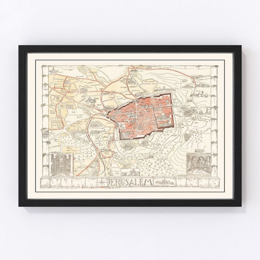 Vintage Map of Jerusalem, Israel 1935 - Concordia Style Boutique
