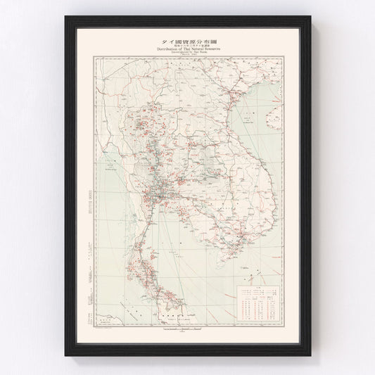 Vintage Map of Thailand During World War II 1941
