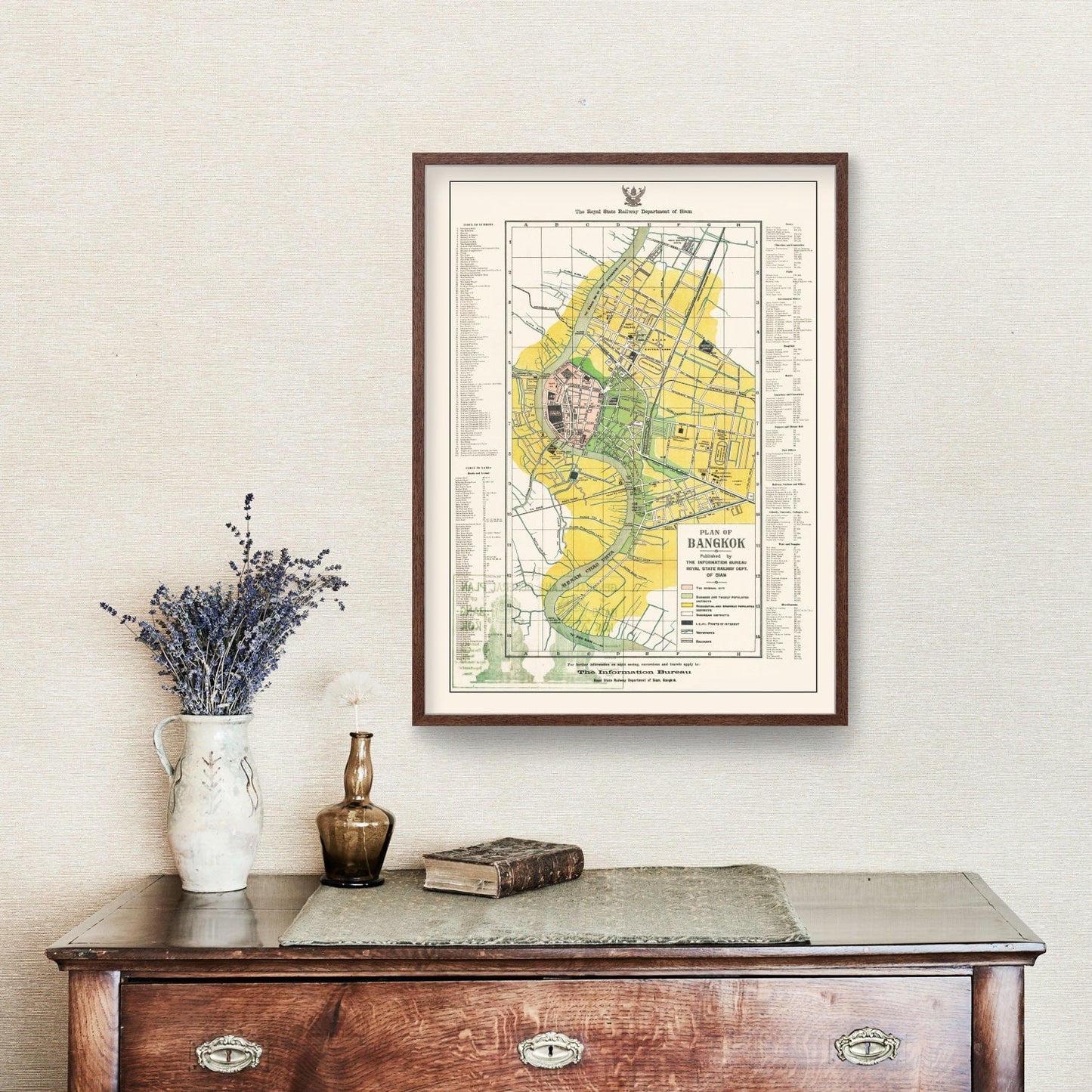 Vintage Map of Bangkok, Thailand 1928 - Concordia Style Boutique