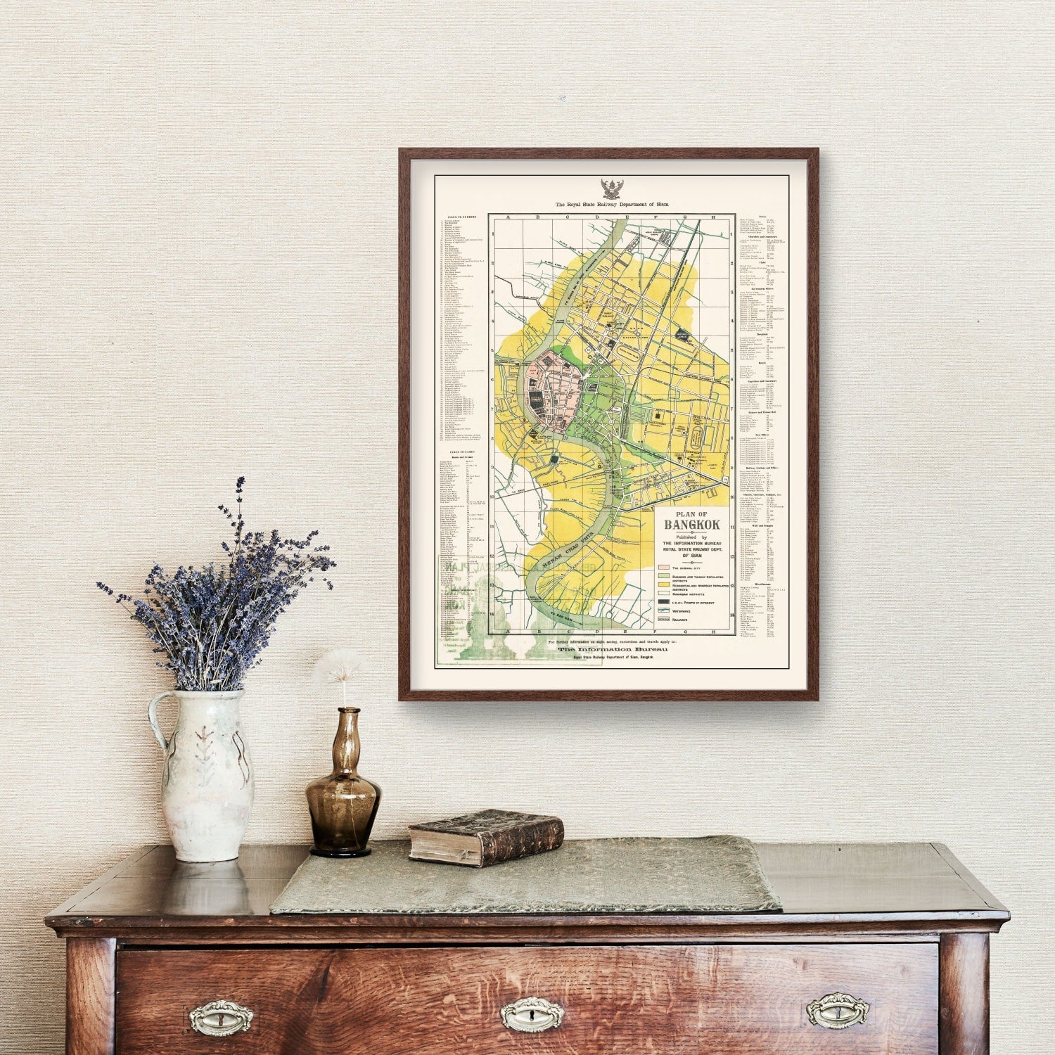 Vintage Map of Bangkok, Thailand 1928 - Concordia Style Boutique