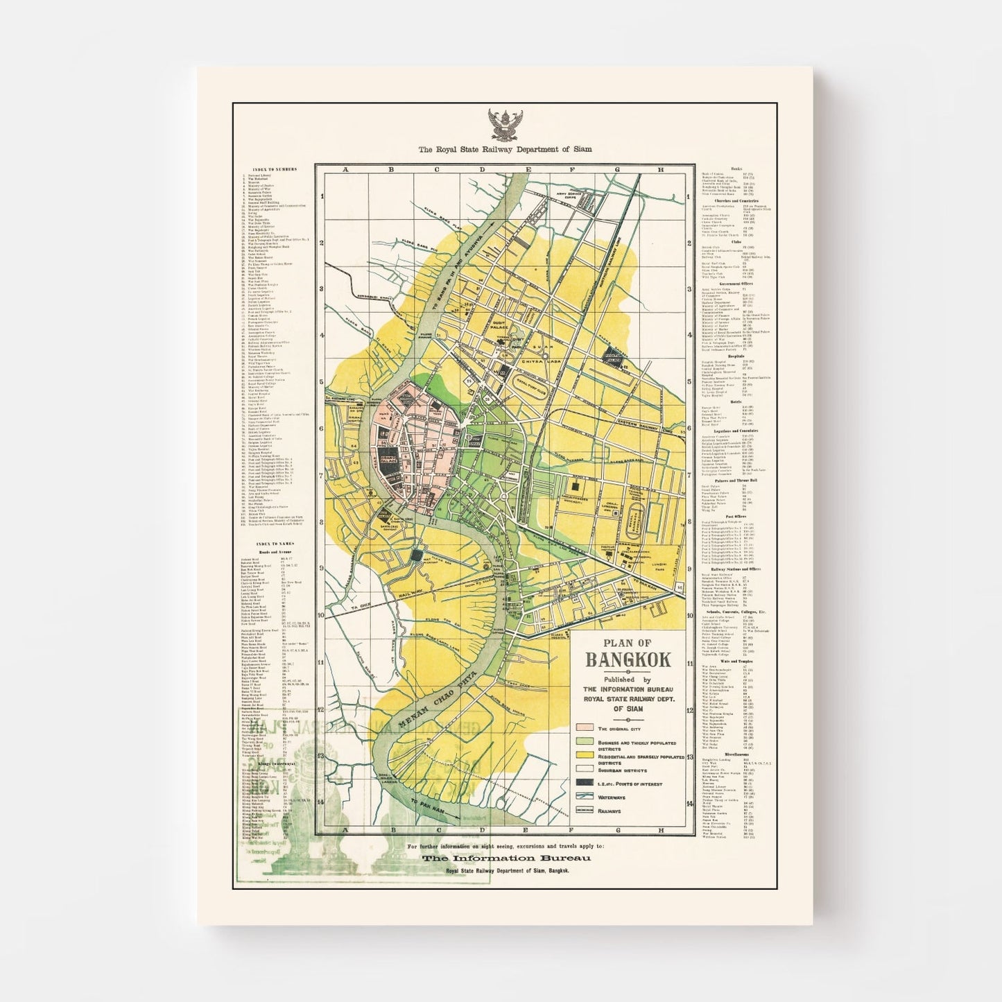 Vintage Map of Bangkok, Thailand 1928 - Concordia Style Boutique