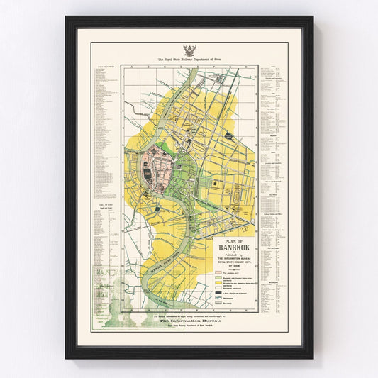 Vintage Map of Bangkok, Thailand 1928 - Concordia Style Boutique