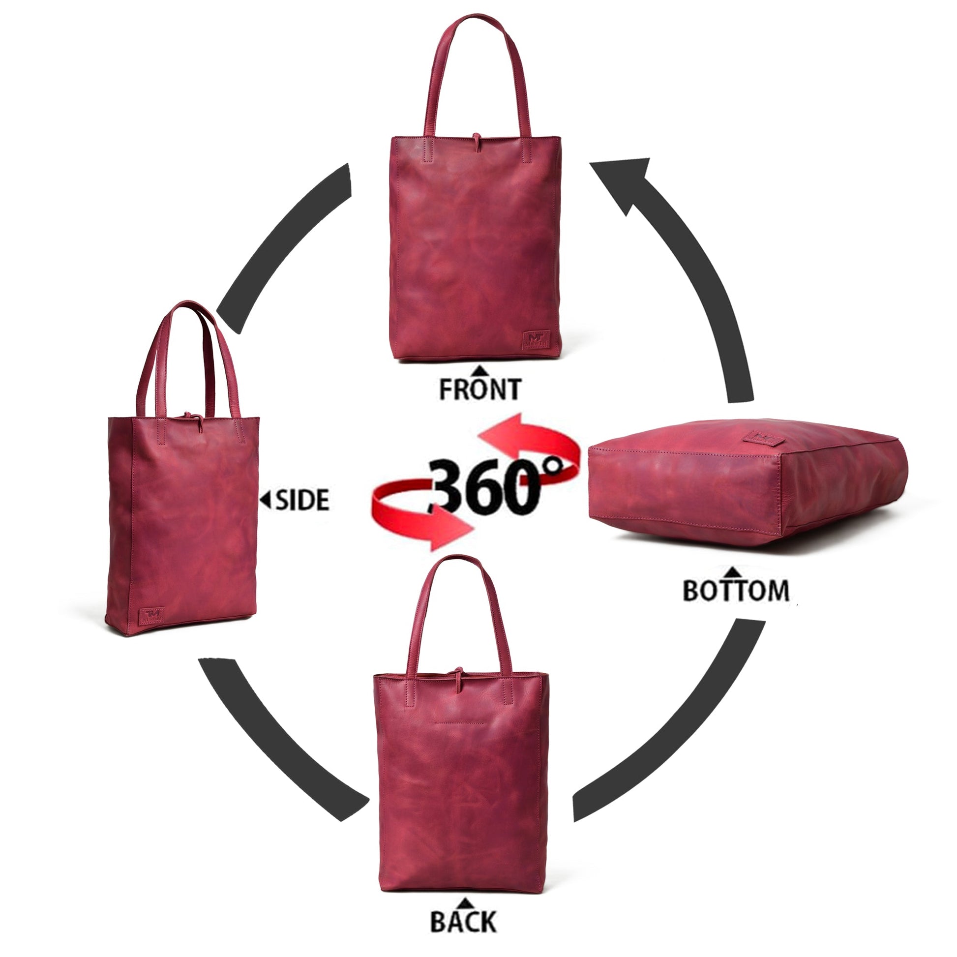 Maroon Leather Tote Bag - Concordia Style Boutique