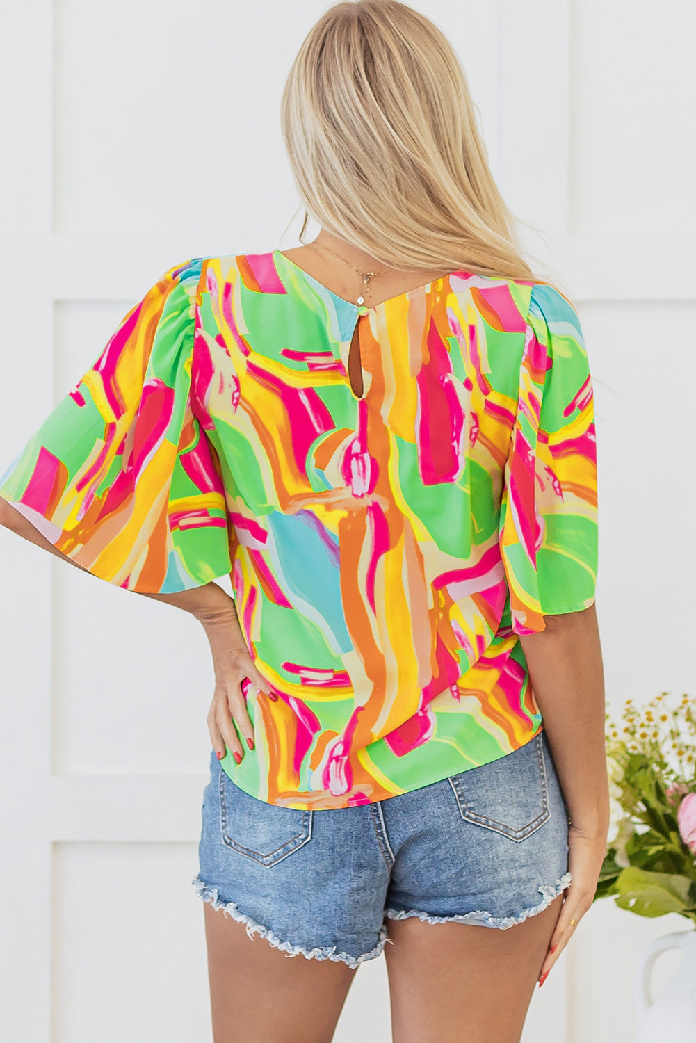 Angel Abstract Half Sleeve Blouse - Concordia Style Boutique