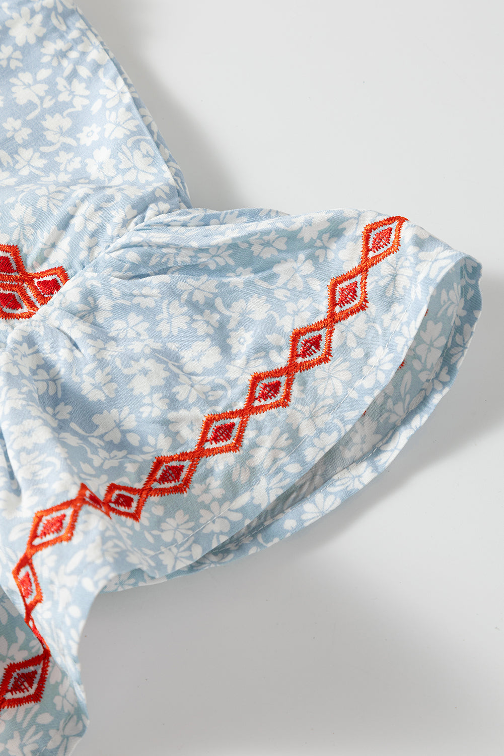 Angie Boho Embroidered Floral Print Flutter Sleeve Blouse - Concordia Style Boutique