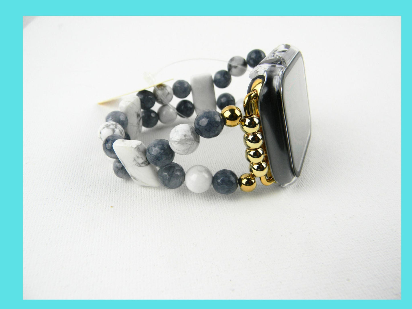 Watch band for Apple Watch, White and Gray Howlite