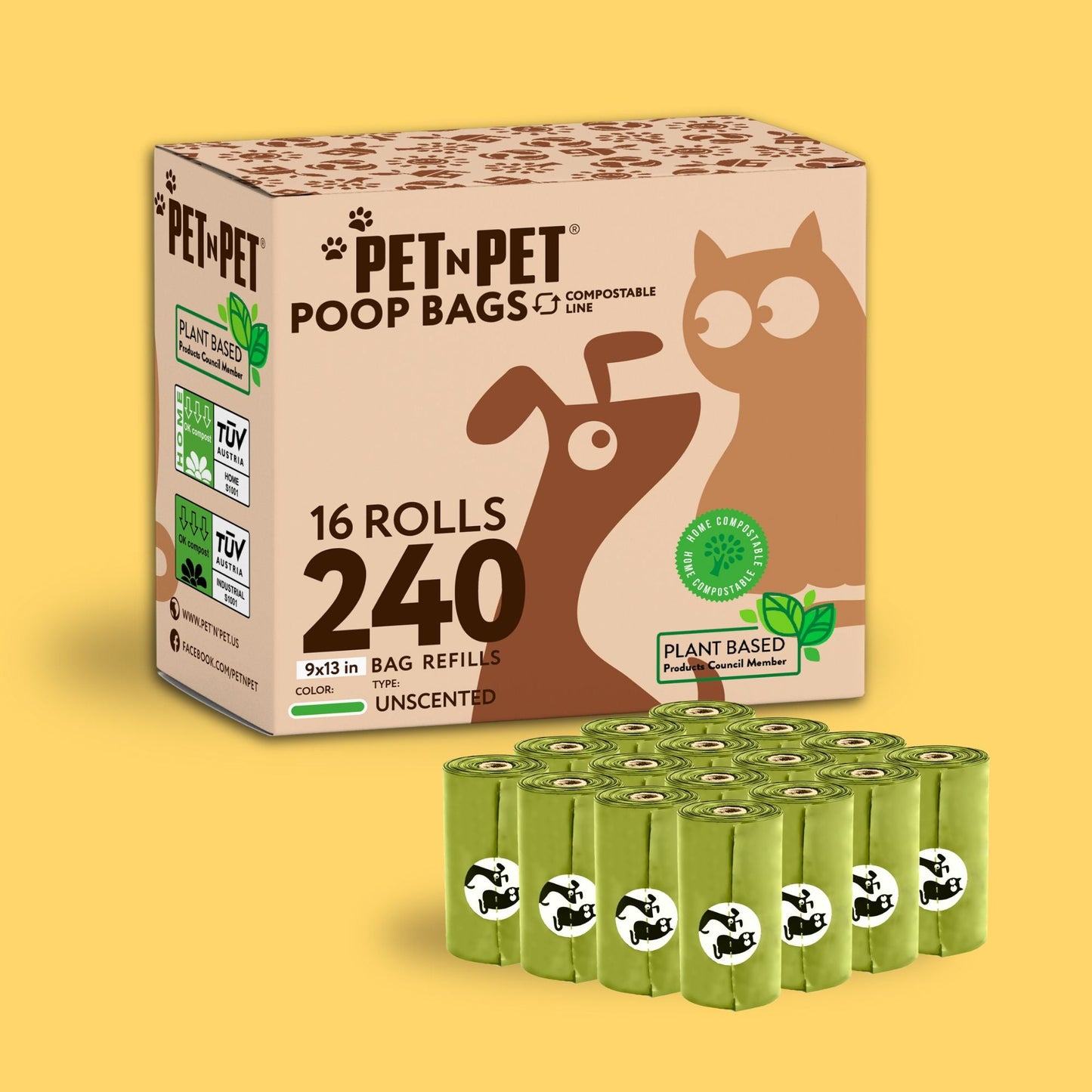 Plant-based Dog Poop Bags 120 Counts