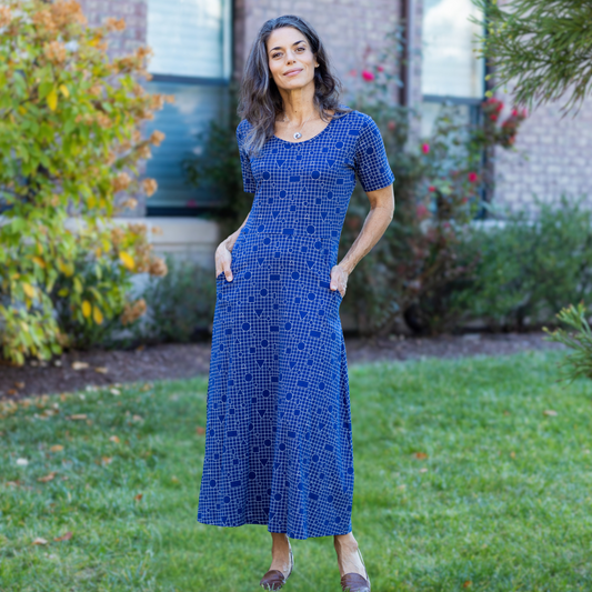 Geometric Shapes Midi Dress (With Waist Seam)