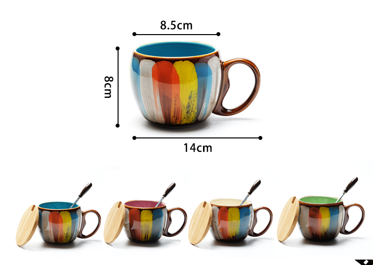 Creative ceramic cup milk cup water cup coffee cup breakfast cup couple cup to cup mug with lid spoon - Premium mug from erDouckan - Just $45.08! Shop now at Concordia Style Boutique