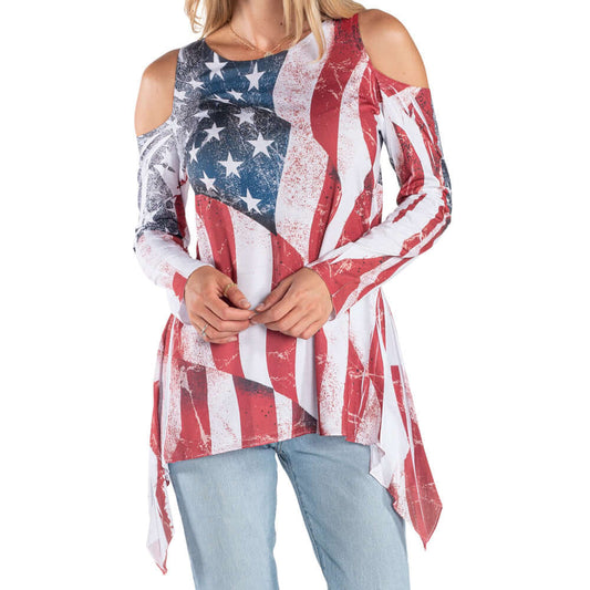 Women's Made in USA Cold Shoulder Tunic - Premium shirt from The Flag Shirt - Just $49.99! Shop now at Concordia Style Boutique