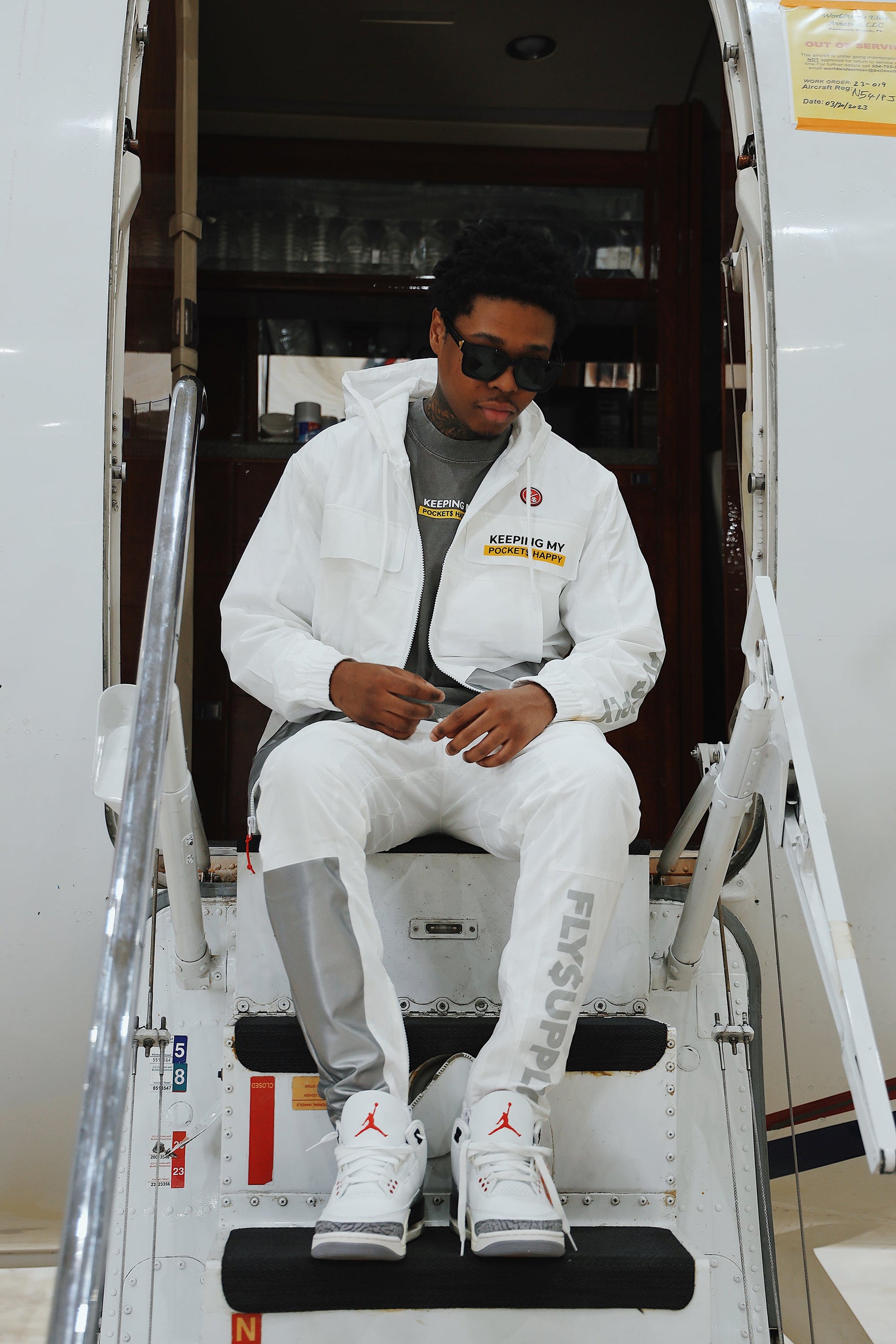 Happy Pockets Windbreaker Zip-Up Jacket (White) - Concordia Style Boutique